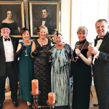 Host and hostess, George and Maggie Philippon, with some of their guests Ann Laychak, Pat Mullins, Carol Horan, and Ken Laychak.