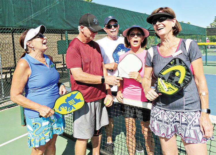 Left to right: Peggy Steffin, Instructor Bill Arnsenault (PCPB Club), Chuck Kelley, Teri DeMars, and Kay Skripka. Photo by Kathy Alto.