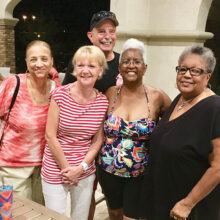 Left to right: Gloria Smith, Barb Kelley, Chuck Kelley, Roberta Medina, and Sharon Deering had a great social under the stars.