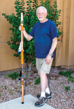 Richard Schlotzhauer with walking stick flute.