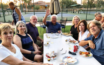 Carolyn Minichiello, Diana and Peter Chimicles, Jerry Santy, Janet Wise, and Cathy and Jim Meyer.