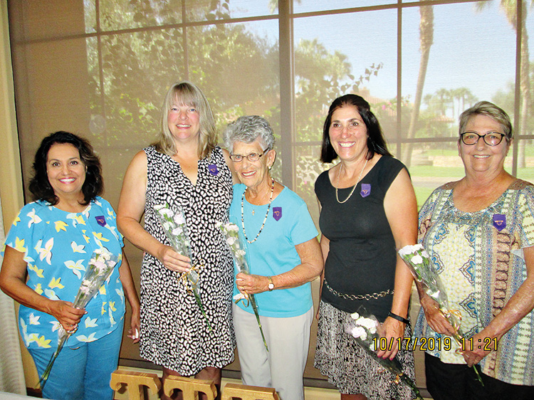 The newest initiates (left to right): CeCe Comstock, Sandy Schaefer, Lucette Gurley, Carol Rice, and Eileen Lamparelli.