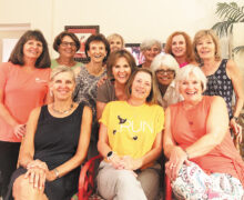 Front row: Michelle Moskos, Shelley Bain, Mary Zanella; Back row: Norma Whitley, Jan Frens, Jean Bee, Jo Werner (captain), Barbie Heck (hostess), Donna Armbruster, Kathleen Tyryfter, Sally Ward, and Judy Gains