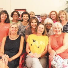 Front row: Michelle Moskos, Shelley Bain, Mary Zanella; Back row: Norma Whitley, Jan Frens, Jean Bee, Jo Werner (captain), Barbie Heck (hostess), Donna Armbruster, Kathleen Tyryfter, Sally Ward, and Judy Gains