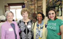 Three Chapter P members with our speaker from Girl Scouts of America