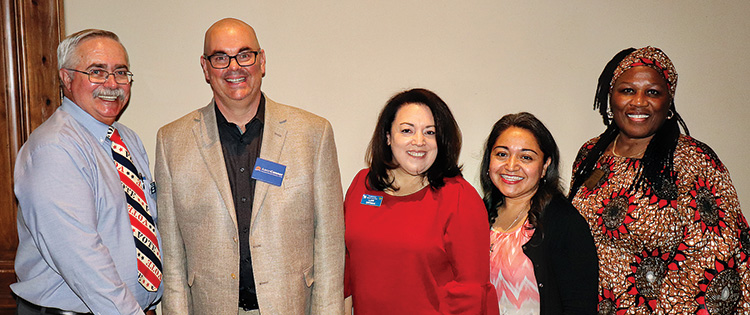 Club President John Moore with Aaron Connor, Candidate for Maricopa County Assessor; Lori Ortega, Arizona Education Association; Mariana Sandoval, Candidate for State House, LD 13; and Dr. Peten, State House Representative and candidate for re-election, LD 4