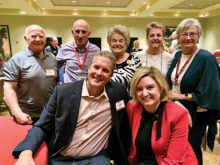 Guests speakers at the March 5 meeting. Seated: Maricopa County Attorney Allister Adel and Maricopa County Board of Supervisors Chairman Clint Hickman. Standing: PC Republican Club members and guests.