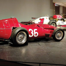 Some of the many race cars on display at the Phoenix Art Museum special exhibit, Legends of Speed