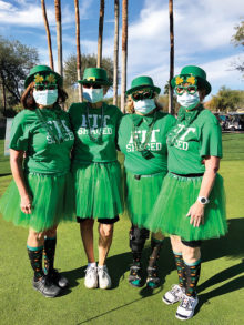 The four gals that won women’s best Wearin’ o’ the Green: Dotty Thomas, Marty Kirkman, Kathi Catalano, and Peggy Steffan