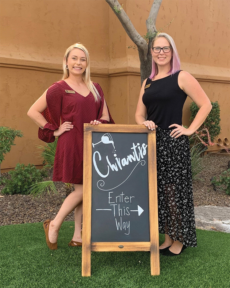 PebbleCreek event and sales staff, Sabrina Anderson (left) and Crystal Thomas, welcome guests to Chianti’s Fine Dining.
