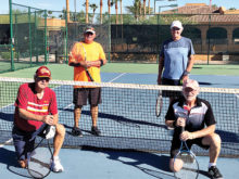 Left to right: Jim Meyer, Fred Carlson, Doug Stansfield (coordinator), and Dennis Daniel