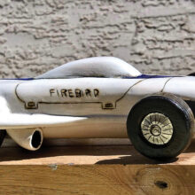 Joel Hawkins carved his “Concept Racing Car.”
