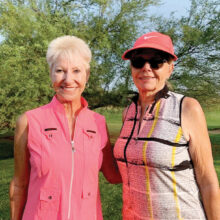 (Left to right) Cindy Tollefson and Jeannie Alvarez, winners again, win 1st in Flight C.