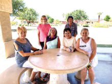 Front (left to right): President Judy Maloney, Carol Sanders, Muriel Long, and Membership Director Lynne Johnson. Back: Pat Marinelli and Peggy Taylor