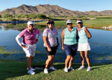 From left to right: PCLGA President Ellen Enright, Kathy Hubert-Wyss, Donnie Meyers, and Susan Slaughter