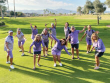 2020-21 Roadrunner team members: front row (left to right): Co-Captain Andrea Dilger, Marilyn Reynolds, Amber Rivera, and Cindy Sota; middle row: Co-Captain Sharon Hadley, Ellen Enright, and Suzanne Kanaly; back row: Kathy Hubert-Wyss, Susan Slaughter, Monica Lee, and Mary Harris; unavailable: Sheri Sears and Layne Sheridan