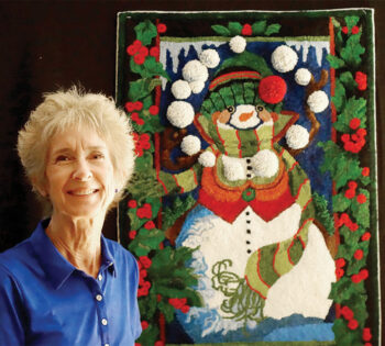 Nancy Kyle chose traditional red and green for her juggling snowman.