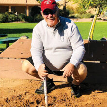 Mike Mondzak celebrates his first ringer Dec. 1. Horseshoe enthusiasts of all abilities are welcome to play Tuesdays at 9:30 a.m. at PebbleCreek’s Sunrise Park.