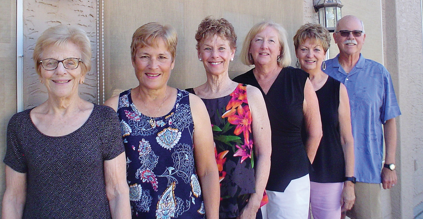 PebbleCreek Singers incoming board (left to right): Donna Swagger, past president; Patrice Chatterton, treasurer; Alice Haywood, vice president; Joan Ausman, secretary; and Jerry Drake, musical director