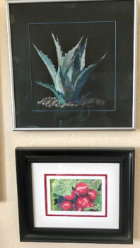 Paintings by Sandy Kautz (top) and Marsha Lyons