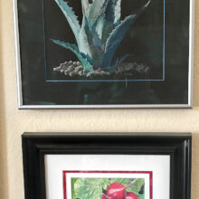 Paintings by Sandy Kautz (top) and Marsha Lyons