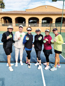 Schedules make it challenging to gather the 15-member team together. Pictured far left to right: Sande Nielson, Marty McAllister, Lynne Carlyle, Debbie Sayre, Barbara Camozzi, and Debbie Welsh
