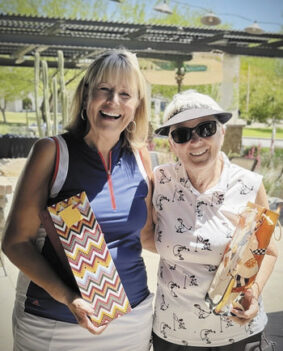 Nancy and Kathy with their gifts