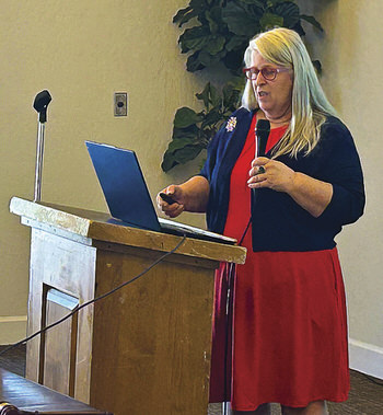 Twila Lobitz presenting “Cemetery Secretary” at the June 2026 meeting